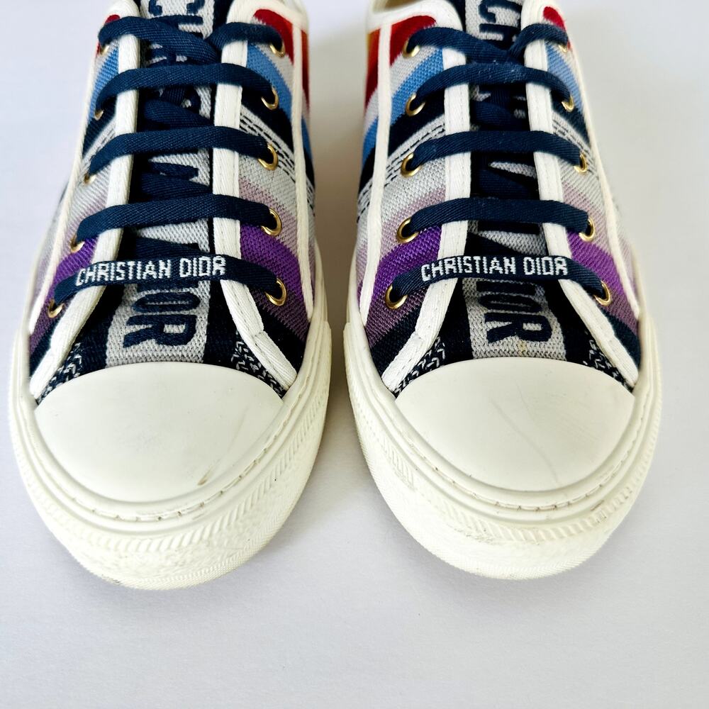 Christian Dior Canvas Rainbow Walk'N'Dior Low Top Sneakers 40 Multicolor Ladies - Picture 4 of 13